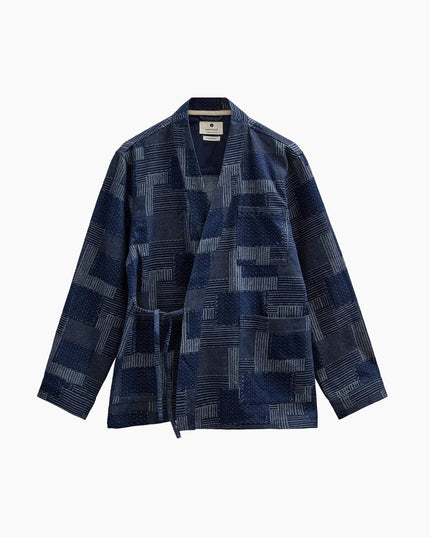 Anerkjendt AKJESPER Indigo Kimono Sky Captain, 100% Baumwolle, Kimono-Silhouette, Frontansicht