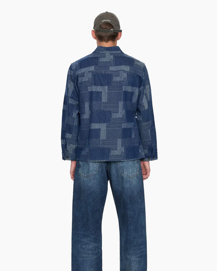Anerkjendt AKJESPER Indigo Kimono, Outfit-Kombination Kimono-Overshirt, Ganzkörperaufnahme