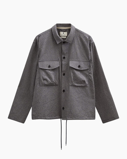 Anerkjendt AKOTTO Check Overshirt Sky Captain, Karomuster Marineblau, Relaxed Fit, Frontansicht