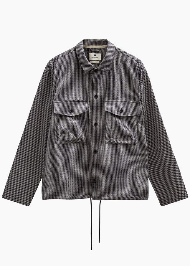 Anerkjendt AKOTTO Check Overshirt Sky Captain, Karomuster Marineblau, Relaxed Fit, Frontansicht