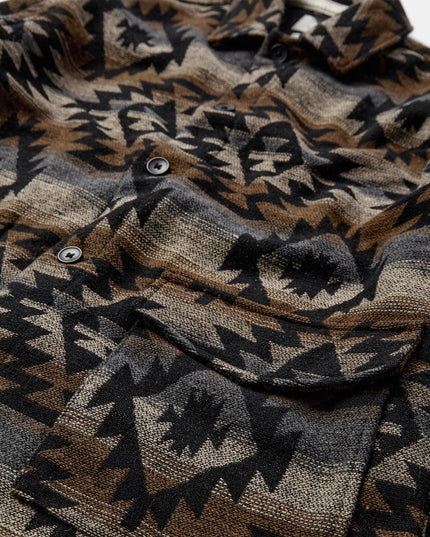Anerkjendt AKOTTO Inka Overshirt Delicioso, Inka-Rautenmuster Nahaufnahme eingewebt, Braunton Detail