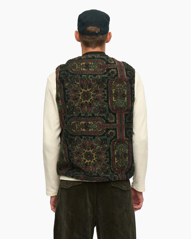 Anerkjendt AKROBIN Teddy Gilet Forest Night, Modell Rückenansicht, Jacquard Teddy-Fleece Gilet Anerkjendt