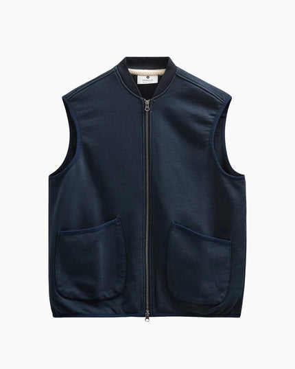 Anerkjendt AKROBIN Sweat Gilet Sky Captain, 100% Baumwolle, ärmellose Weste, Frontansicht