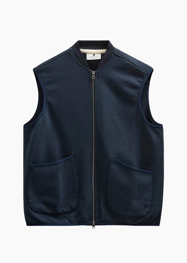 Anerkjendt AKROBIN Sweat Gilet Sky Captain, 100% Baumwolle, ärmellose Weste, Frontansicht