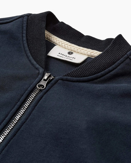Anerkjendt AKROBIN Sweat Gilet, Baumwoll-Sweatstoff Sky Captain, Textur Nahaufnahme