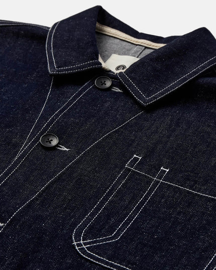 Anerkjendt AKOWEN Denim Overshirt, Gewebetextur Nahaufnahme Dark Blue Denim Lyocell
