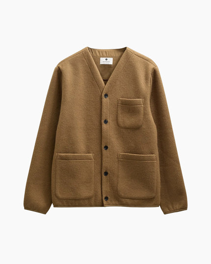 Anerkjendt AKSIGURD Boiled Wool Overshirt Ermine, Off-White Walkwolle Frontansicht, cremig warm