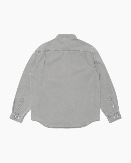 Edwin Arlo Shirt LS Schwarz Heavy Bleach, Studio-Rückenansicht Oversize, Edwin I037485 Denim-Hemd