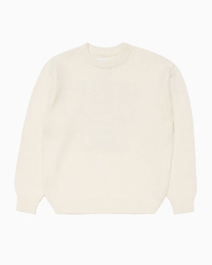 Edwin Ellis Hibiki Sweater Off White Baltic, Studio-Frontansicht, Heavy Knit Fine Wool Edwin I037514