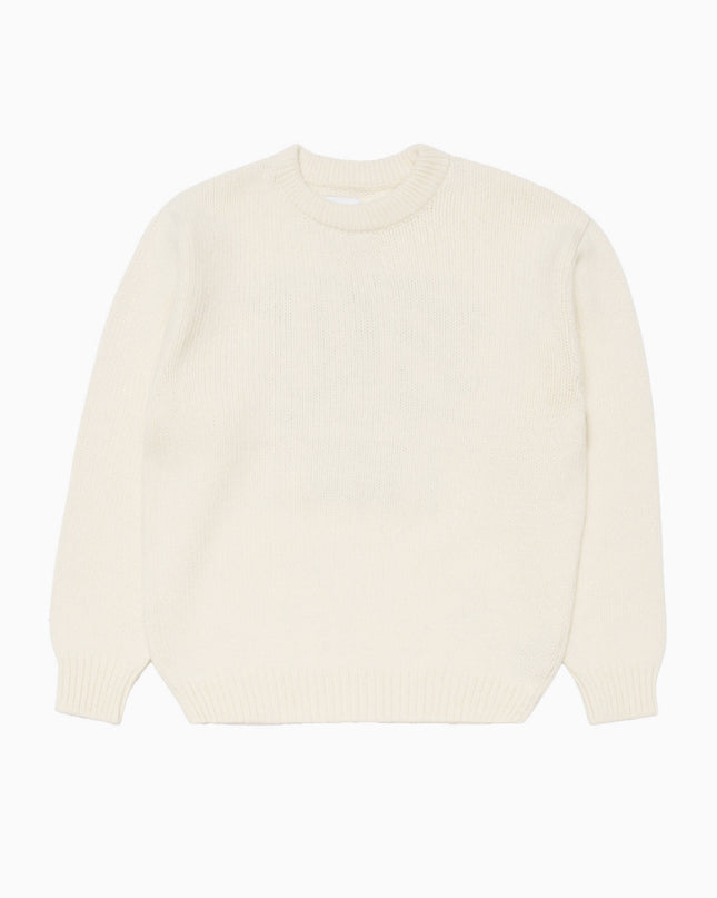 Edwin Ellis Hibiki Sweater Off White Baltic, Studio-Frontansicht, Heavy Knit Fine Wool Edwin I037514