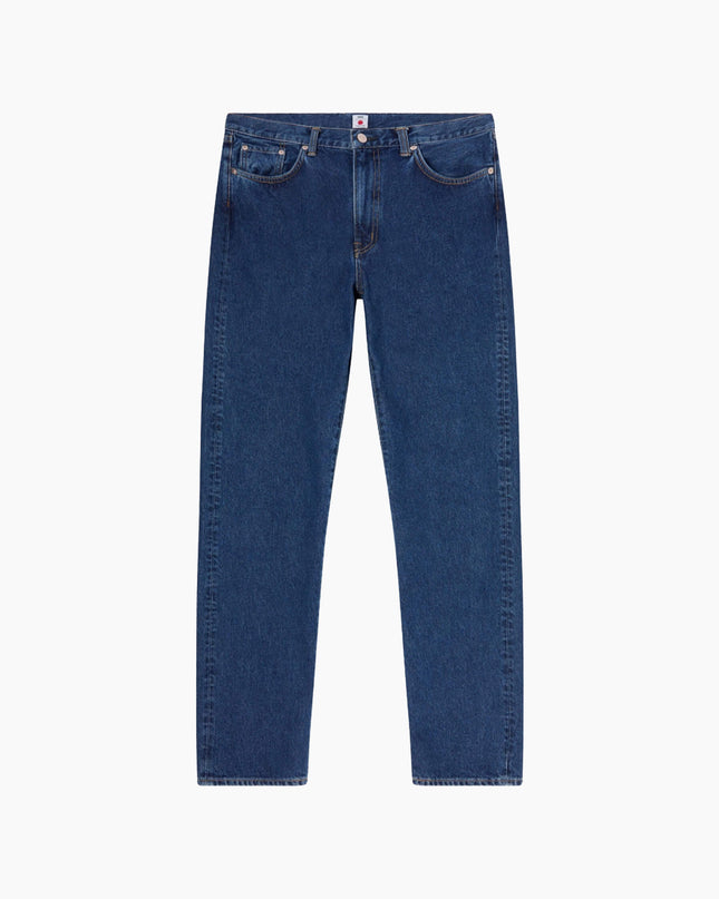 Edwin Regular Straight Jeans Blau Mid Used, Studio-Frontansicht 5-Pocket, 12.5oz Kaihara 100% Baumwolle Japan