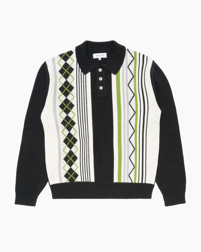 Edwin Tulla Pollo Schwarz, Studio-Frontansicht, 50% Ecotec Cotton Knit Polo Boxy Fit schwarz