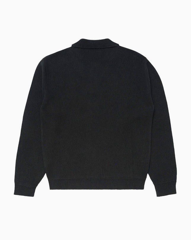 Edwin Tulla Pollo Schwarz, Studio-Rückenansicht, 50% Ecotec Cotton Knit Polo Boxy Fit schwarz