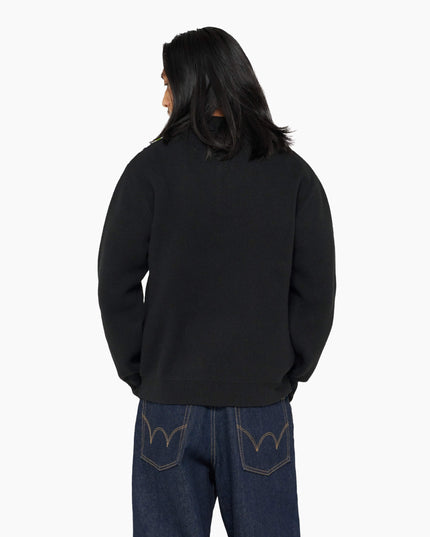 Edwin Tulla Pollo Schwarz, Lifestyle-Rückenansicht Boxy Fit, Knit Jersey Strick-Polo Button-down-Kragen