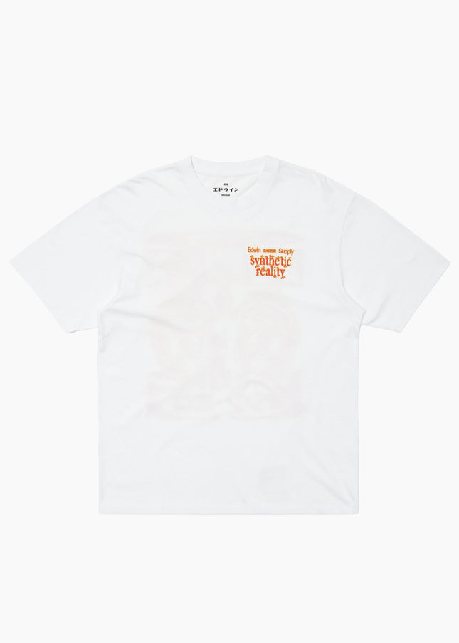 Edwin Virtual T-Shirt Weiß, 160gsm Single Jersey, Chest Print, Oversized Fit, Frontansicht