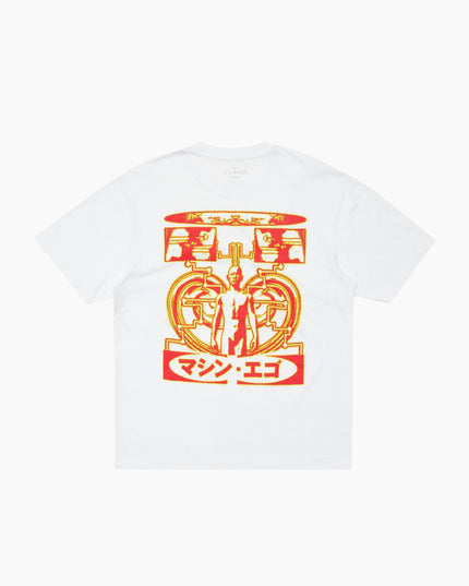 Edwin Virtual T-Shirt Weiß, Back Print, gerippter Rundhals, Oversized Fit, Rückansicht