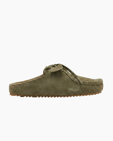 Good News London Kindlin Moccasin Mule Khaki, Suede Obermaterial, Seitenansicht
