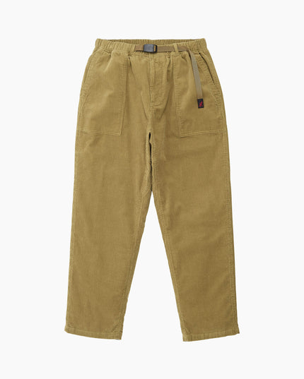 Gramicci Cord-Hose Loose Tapered Sandbeige mit Nylongürtel, 10-Wale-Cord Baumwolle, Flat Lay Frontansicht