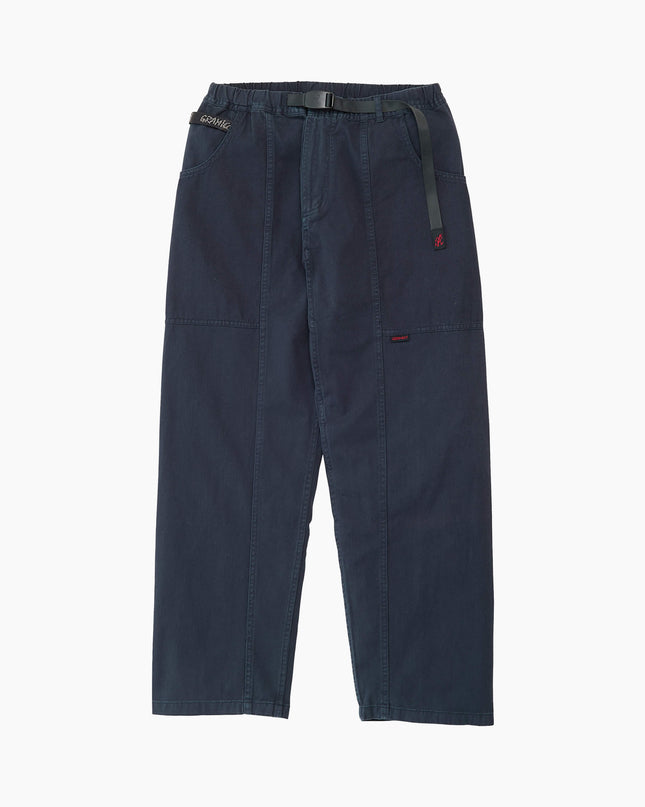Gramicci Gadget Pant Doppelmarineblau, umlaufende Canvas-Taschen Bio-BW Twill, Slim Fit Flat Lay