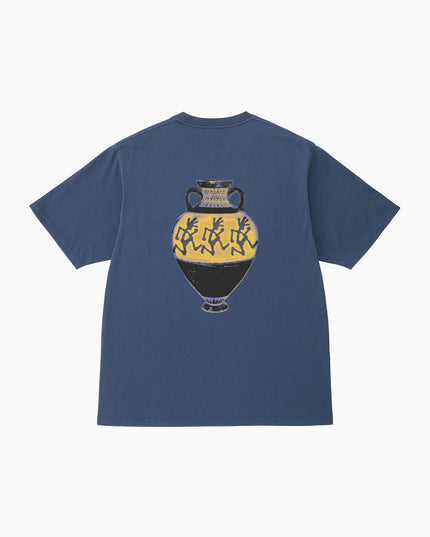 Gramicci Vasen T-Shirt Marineblau, griechischer Vasendruck Rückseite mit laufenden Figuren, Dry Touch