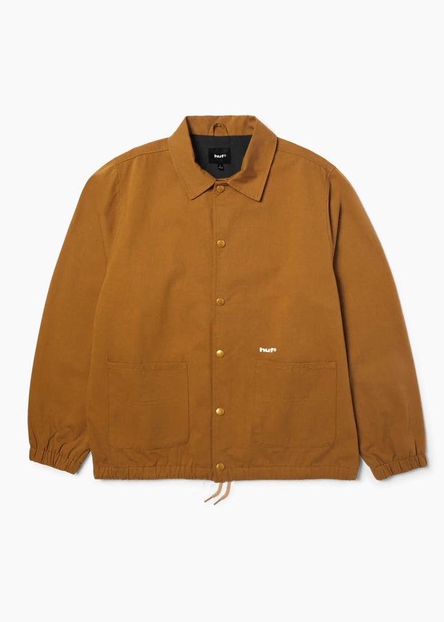 HUF 89 Twill Coaches Jacket Rubber White, Frontansicht Snap-Front, Cotton Twill Coaches Jacket HUF Rubber