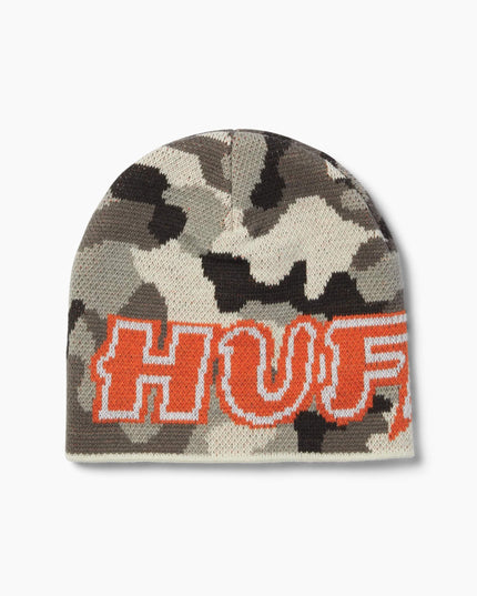 HUF Galaxy Skull Beanie Camo, Frontansicht Skull Beanie, 100% Acryl Jacquard-Strick Totenkopf schwarz
