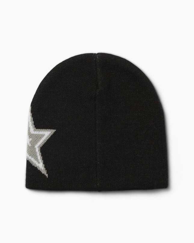 HUF Galaxy Skull Beanie Schwarz, Rückansicht Skull Beanie, 100% Acryl Jacquard-Strick Totenkopf schwarz