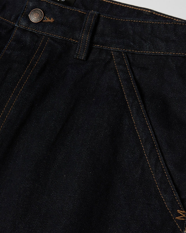 HUF Mason Denim Pant Raw, Stoff-Detail Denim-Textur, 12.5oz Raw Denim Nahaufnahme HUF Pant