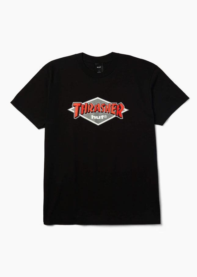 HUF-x-Thrasher-Logo-T-Shirt-Schwarz-01