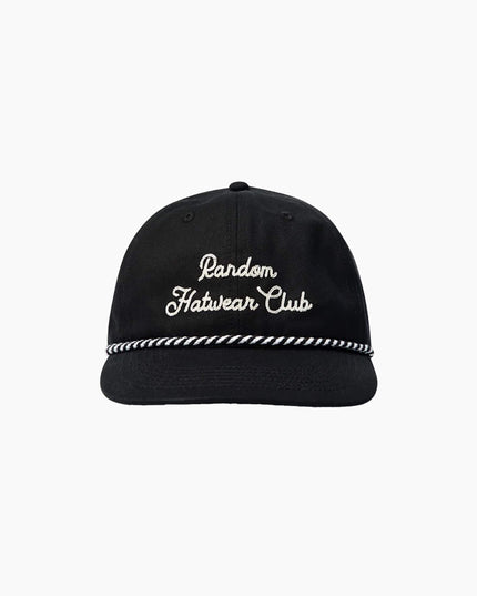 Hatline LAB Society Snapback Schwarz, Frontansicht 6-Panel Unstructured, weiße Cord Embroidery Society schwarz