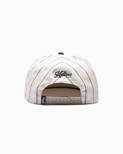 Hatline-Lab-Heritage-Logo-5-Panel-Unstructured-Snapback-Cream-Blue-Striped-04