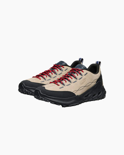 KEEN Jasper Zionic Safari Sky Captain, Detailaufnahme Wildleder Nähte, ethisch hergestelltes Suede beige KEEN