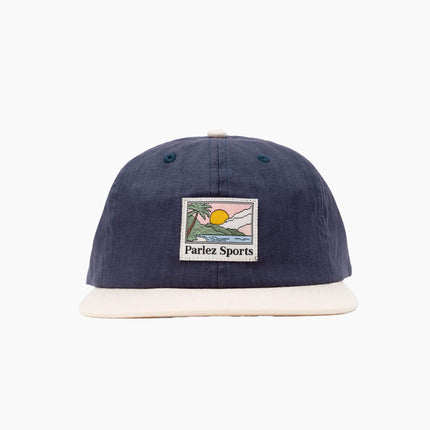 Parlez Parkfield 6 Panel Cap in Oceanic, Flat Peak, saisonaler Woven Patch, Frontansicht