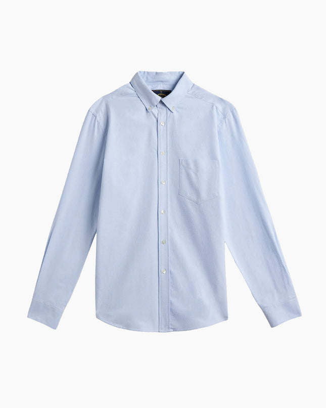 Portuguese Flannel Brushed Oxford Hemd Light Blue, Frontansicht, 100% Baumwolle gebürstet Perlmuttknöpfe hellblau Portugal