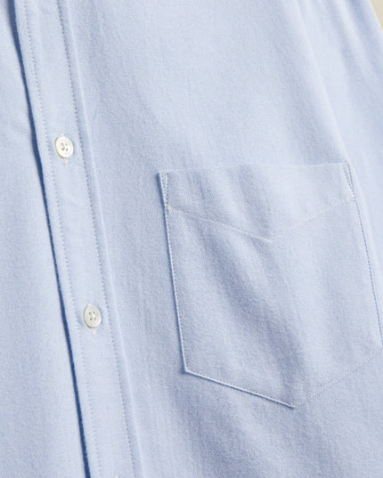 Portuguese Flannel Brushed Oxford Light Blue, Detail Perlmuttknöpfe, Mother of Pearl Buttons gebürstetes Hemd hellblau