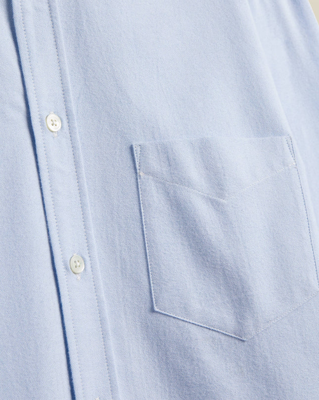 Portuguese Flannel Brushed Oxford Light Blue, Detail Perlmuttknöpfe, Mother of Pearl Buttons gebürstetes Hemd hellblau