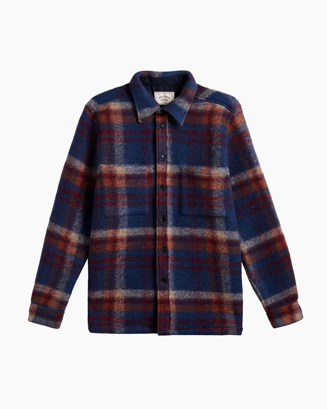 Portuguese Flannel Parker Wollhemd, Frontansicht klassisches Hemd, 55% Virgin Wool Hornknöpfe Made in Portugal