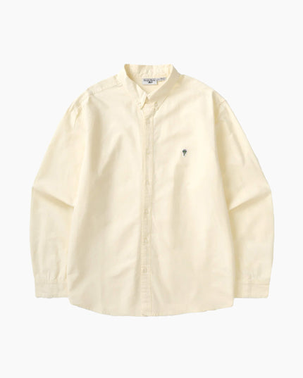 Service Works Artichoke Oxford Shirt Vanilla, Studio-Frontansicht Button-Down, 200gsm GOTS Broadcloth Oxford Hemd vanilla