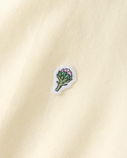 Service Works Artichoke Oxford Shirt Vanilla, Artischocken-Patch Nahaufnahme, Woven Artichoke Motif Patch vanilla