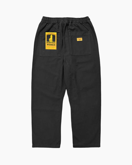 Service Works Classic Chef Pants Schwarz, Studio-Rückansicht Relaxed Straight Leg, 360gsm GOTS Canvas Hose schwarz