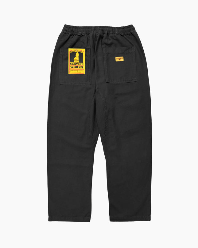 Service Works Classic Chef Pants Schwarz, Studio-Rückansicht Relaxed Straight Leg, 360gsm GOTS Canvas Hose schwarz