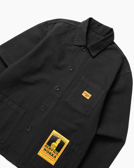Service Works Classic Chore Shirt Schwarz, Knopfleiste 5 Knöpfe Nahaufnahme, 5 Button Closure Canvas Chore Shirt olive