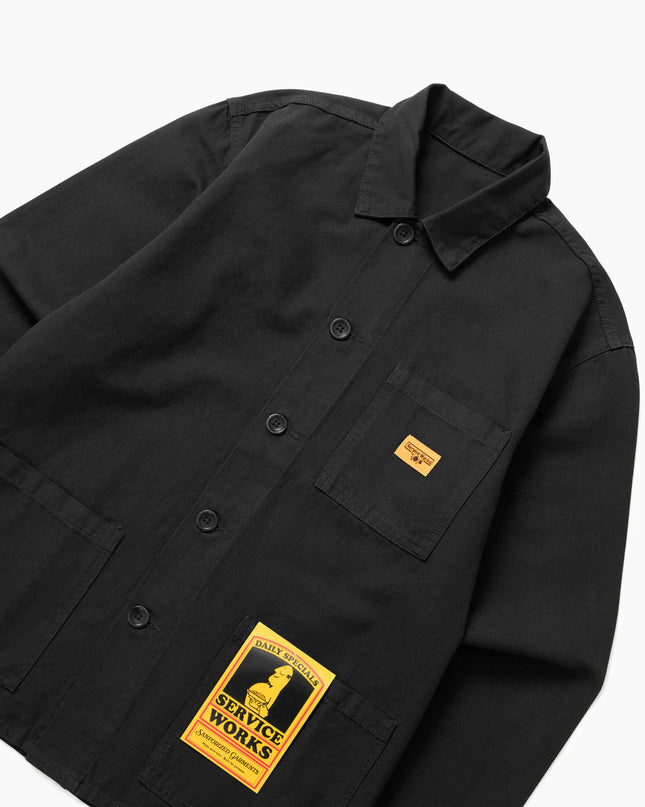Service Works Classic Chore Shirt Schwarz, Knopfleiste 5 Knöpfe Nahaufnahme, 5 Button Closure Canvas Chore Shirt olive
