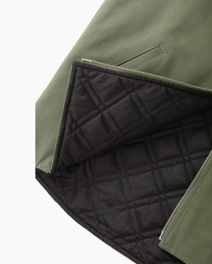 Service Works Padded Work Vest Jacket Olive, Stoff-Textur Canvas Nahaufnahme, GOTS Cotton Canvas heavyweight olive