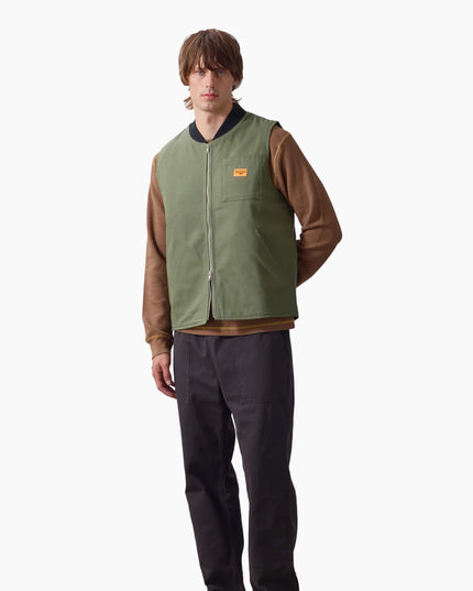 Service Works Padded Work Vest Jacket Olive, Lifestyle-Aufnahme, Service Works London Canvas Work Vest olive Body-Warmer
