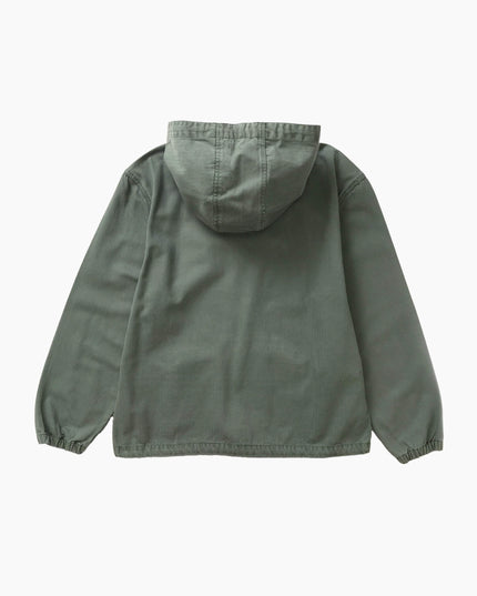 Service Works Pigment Herringbone Smock Olive, Studio-Rückansicht Hooded Smock, 310gsm GOTS Herringbone Twill olive pigment
