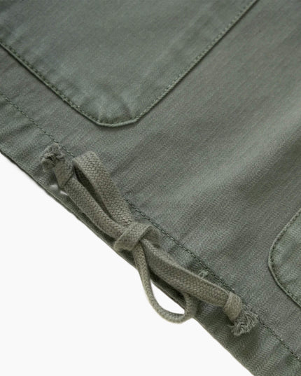 Service Works Pigment Herringbone Smock Olive, Stoff-Textur Fischgrätenmuster, 310gsm Herringbone Twill Pigment olive
