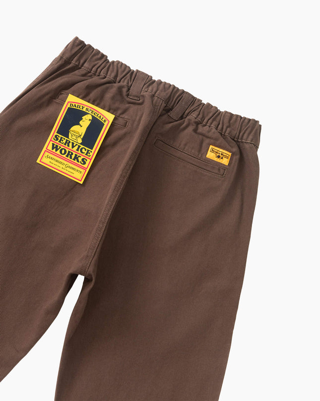 Service Works Twill Waiter Pants Brown, Stoff-Textur Twill Nahaufnahme, 310gsm GOTS Organic Cotton Twill braun diagonal