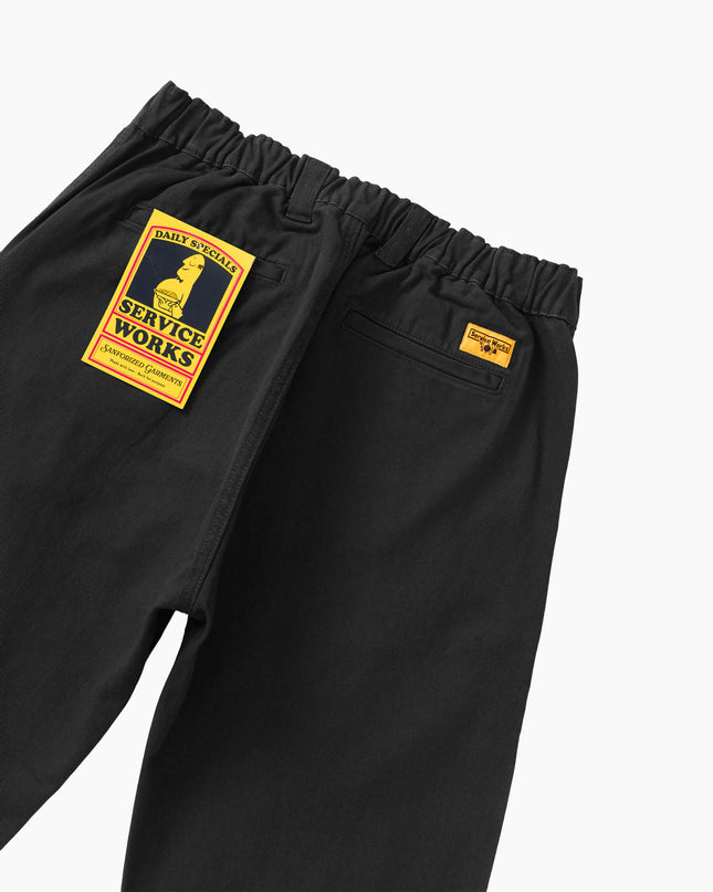 Service Works Twill Waiter Pants Schwarz, Slit Pocket Seitentasche, Slit Pockets Woven Label 310gsm Twill schwarz
