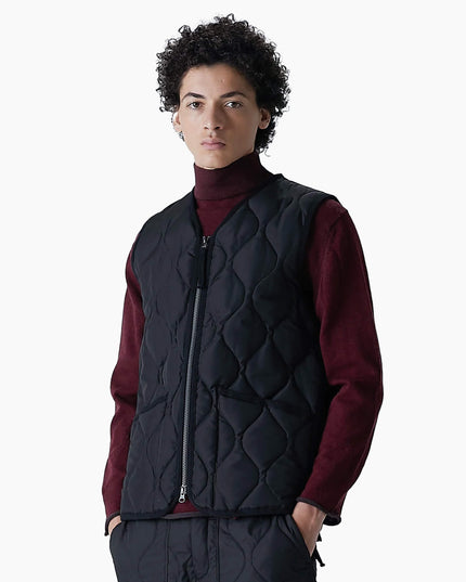 TAION Military Daunenweste Schwarz, Unisex, 2-Wege-Reißverschluss V-Ausschnitt
